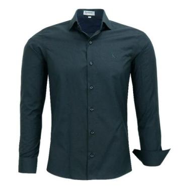 Imagem de Camisa Masculina Amil Social Slim Fácil De Passar  1783, Preto, 3