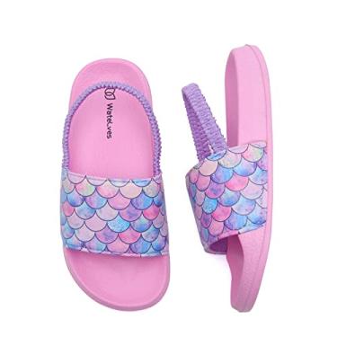 Imagem de WateLves Sandálias Infantis Para Meninos E Meninas, Chinelos Para Natação, Praia, Calçados Aquáticos, Pantufas De Unicórnio (Novo-Escama De Peixe/Rosa-30)