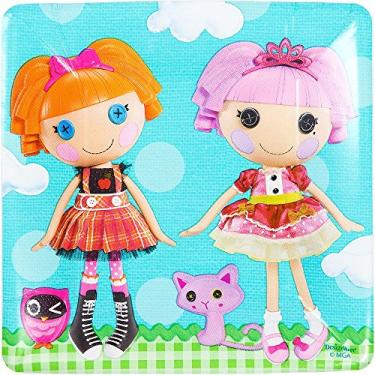 Imagem de Adoráveis pratos quadrados de papel de sobremesa Lalaloopsy para festa de aniversário descartáveis (pacote com 8), multicolorido, 18 cm.