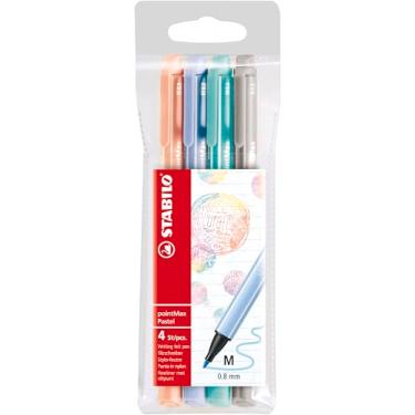 Imagem de STABILO Caneta de ponta de nylon pointMax – Carteira com 4 – Cores pastéis sortidas