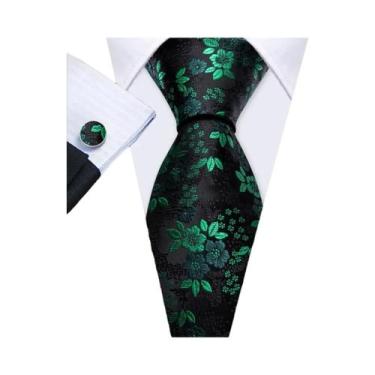 Imagem de Conjunto de Gravata e Abutões Masculinos - Verde Menta, Cerceta, Oliva