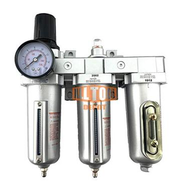 Imagem de ALL Tool Depot Regulador de filtro de grau industrial 12 NPT resistente sistema de secador dessecante coalescente para linhas de ar comprimido, tigelas de metal, ótimo para spray de tinta e cortador