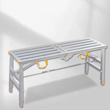 Imagem de Plataforma de trabalho dobrável de alumínio com altura ajustável para lavagem de veículos e limpeza de janelas, plataforma de andaime portátil de 180 cm