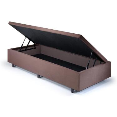 Imagem de Base Box Baú Solteirinho 78x188x42cm Suede Marrom