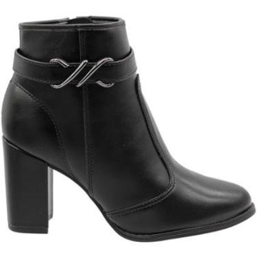 Imagem de Bota Ankle Boot Moleca Salto Alto Tira com Apliques Feminina-Feminino