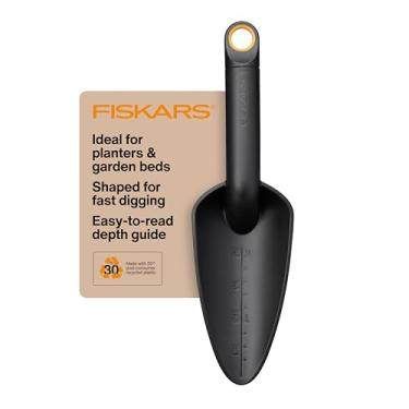 Imagem de Fiskars Espátula ecológica com pá curvada, cabo ergonômico, resistência a UV, durável, ferramenta ecológica para plantadores e canteiros de jardim