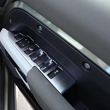 Imagem de TENWIND Para Land Rover Defender 110 2020 2021 2022 ABS Carro Janela Elevador Botão Moldura Adesivos Acessórios Direita Veículo (Prata)