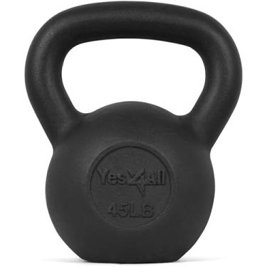 Imagem de Yes4All Conjunto sólido de pesos Kettlebell de ferro fundido – Ótimo para treino de corpo inteiro e treinamento de força, G – Preto 20,4 kg
