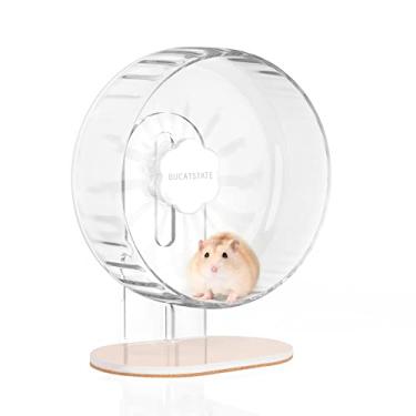Imagem de Bucatstate Brinquedos de Hamster Silent Hamster Wheel Acessórios de Gaiola de Hamster Acrílico Transparente para Gaiola de Hamster Pequenos Animais Rodas de Exercício 20 cm