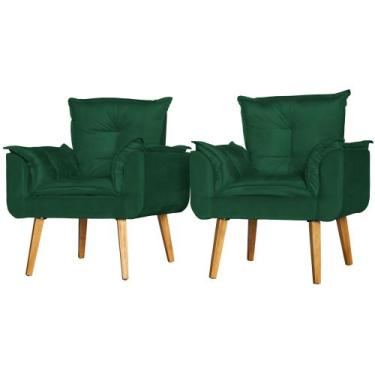 Imagem de Conjunto 2 Poltronas Para Sala Decorativa Opala Suede Verde Escuro Ara