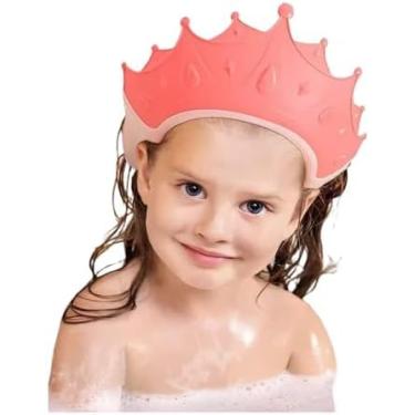 Imagem de Chapéu de Banho Bebê em Formato de Coroa | Viseira Protetora Anti-Shampoo para Olhos | Ajustável, Macio, Seguro e Livre de BPA – 3 Meses a 6 Anos (Coroa Rosa)
