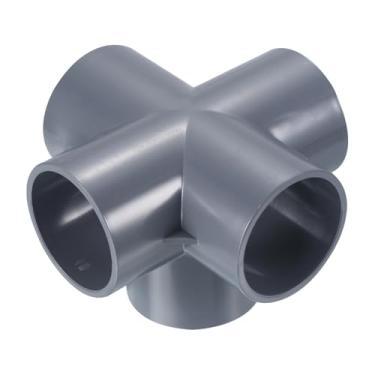 Imagem de YOKIVE Encaixes de tubulação de cotovelo de 5 vias, conexão de tubo adaptador de tubo de acoplamento de junta, ótimo para sistema de irrigação subterrânea, jardim (cinza, 5 cm)