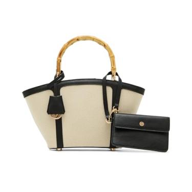 Imagem de Anne Klein Bolsa pequena de bambu com alça conversível, Preto, Small