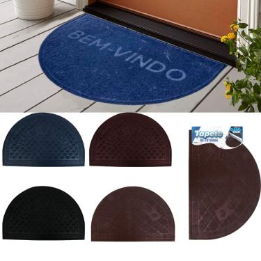 Imagem de Tapete Capacho Porta Entrada Meia lua Bem Vindo Decorativo Antiderrapante