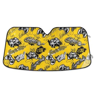 Imagem de Blocos de jogo abstratos gamepads para-sol para carro blocos de para-brisa raios UV para-brisa sombra de sol para caminhões grandes