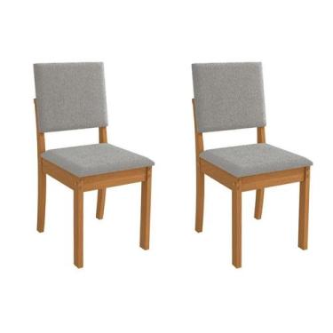 Imagem de Conjunto com 2 Cadeiras Luna Bouclé Cinza e Canela - Kappesberg