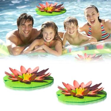 Imagem de Suporte flutuante não inflável para copos - Design realista de lírio-d'água com pétalas ajustáveis, ideal para boias de piscina ou relaxamento na banheira (pacote com 1 a 3)