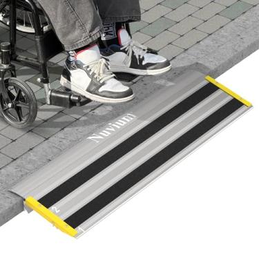 Imagem de Nuvium Rampas De Soleira Porta Com Elevação 2" Para Portas, Borda Amarela Estável, Degraus Rampa Alumínio Cadeira Rodas, Scooters Entrada Modular Ajustável, Cadeiras Elétricas, Capacidade Carga 880