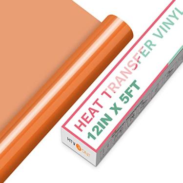 Imagem de HTVRONT HTV Vinyl Rolls Heat Transfer Vinyl Vinyl - 30,5 cm x 1,5 m Laranja HTV Vinil para Camisas, Ferro em Vinil para Todas as Máquinas Cortadoras - Fácil de cortar e remover para Design de Vinil Quente (Laranja)