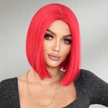 Imagem de PARK YUN Peruca Curta Reta Ruiva, Corte Bob, 13" Com Franja No Meio, Sintética, Resistente Ao Calor, Para Mulheres, Festa De Halloween, Cosplay, Uso Diário.