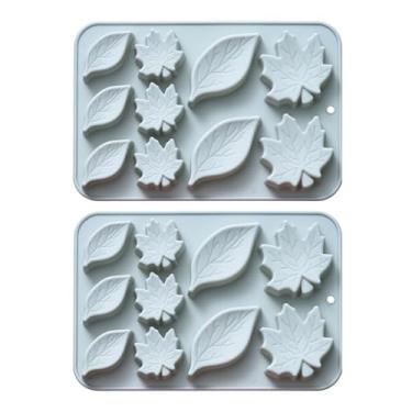 Imagem de Molde de silicone para doces e chocolate em forma de folha de 20 cavidades, antiaderente, reutilizável para gomas, cubos de gelo (azul)