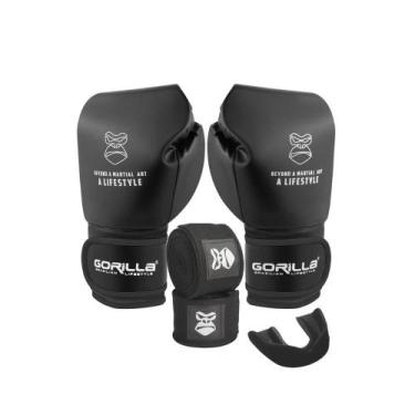 Imagem de Kit Treino Gorilla Luva Boxe Profissional12 Oz boxe, Bandagem Elástica