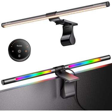 Imagem de Quntis RGB Pro+ Monitor Light Bar com Controlo Remoto, Barra de luz para monitor com 15 modos de cores, 4 Níveis de Brilho, Ra95 High CRI, Iluminação Frontal Ajustável (Cinza Elegante)