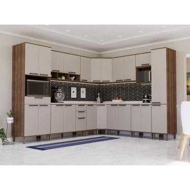 Imagem de Cozinha Completa 13 Peças Espaço Para Forno E Microondas Com Nogueira Dourado/cinammon