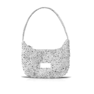 Imagem de Sacola feminina com lantejoulas, bolsa axila, bolsa para casamento, formatura, festas, viagens (estilo 343