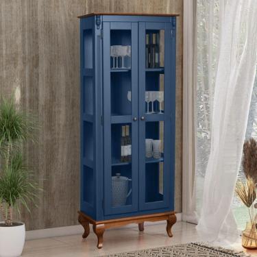 Imagem de Cristaleira 2 Portas Vidro Madeira Versalhes Azul Petróleo