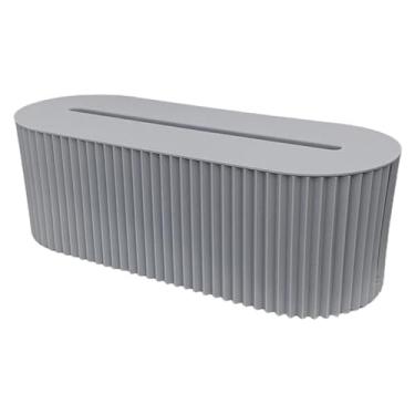 Imagem de Caixa organizadora de cabos com compartimento lateral e superior 33 x 13 x 12 x 10 cm, caixa organizadora de cabos oval PP com tampa e compartimento serrilhado para casa, hotel, dormitório