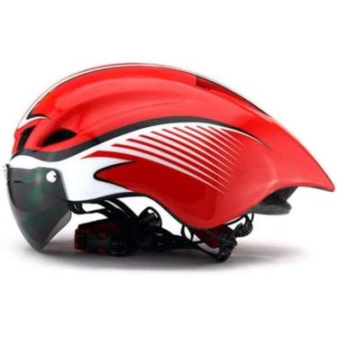 Imagem de Tamanho Ajustável Capacete De Ciclismo Mountain Bike óculos De Proteção De Bicicleta Capacete De Bicicleta De Montanha Capacete Bicicleta Pneumática Bicicleta, Red line, One Size