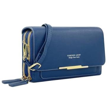 Imagem de Esimileeya Bolsas transversais compactas para mulheres, bolsas de mão modernas, bolsas de mão para mulheres, carteira de celular feminina, bolsa de ombro, Azul marinho