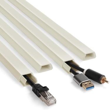 Imagem de Kit de capas de fio YCLYC de 167 cm para cabos, cabos ocultos de parede bege, capas de cabos para fios na parede, kit de parede para esconder cabos de TV, capa de cabo fácil de instalar, parede de