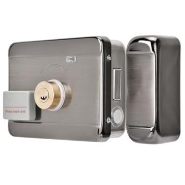 Imagem de Fechadura Inteligente de Porta de Cabeça Dupla 12V, de Acesso Inteligente Adequado para Casa, Escritório, Escola, Hotel, Liga de Zinco Prata