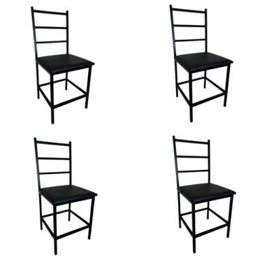 Imagem de Kit 4 Cadeiras Reforçada Para Cozinha E Sala Jantar Ana Assento Preto 