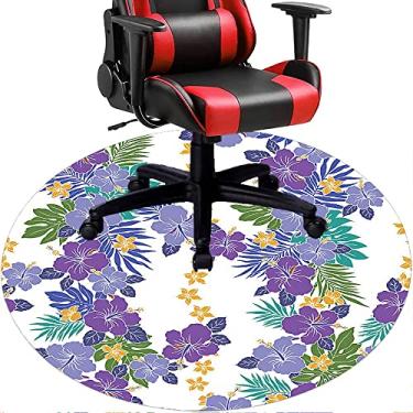 Imagem de Tapete de cadeira de escritório com flores, textura de flor, tapete de cadeira de mesa para piso de madeira de escritório em casa, protetor de piso de pilha baixa, redondo 78,7 cm