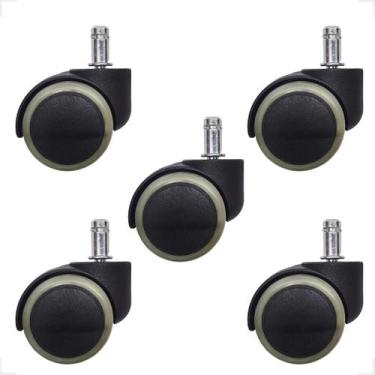Imagem de Rodízio Kit 5 Rodinhas Cadeira De Trabalho Nylon Antirisco - IDEA