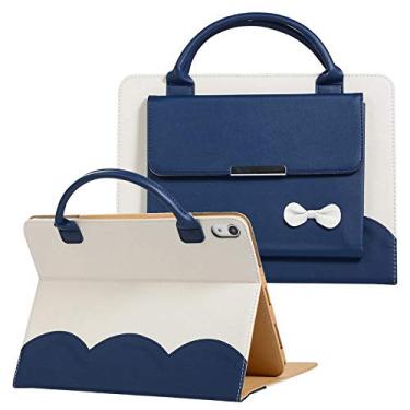 Imagem de Capa de mão para iPad mini 7 (2024) e iPad mini 6 (2021) de 8,3 polegadas, carteira magnética Techcircle com alça dupla, bolso com laço fofo, suporte dobrável, capa de transporte de couro PU, hibernar