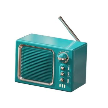 Imagem de OIIBWQ Alto-falante de design retrô, máquina de ruído branco, 5 W, ornamento, rádio multifuncional elegante para casa, dormitório, quarto, presente, mesa, Azul Claro