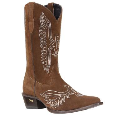 Imagem de Bota Texana Feminina Marrom com Brilhos Jácomo 38113