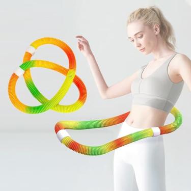 Imagem de MAAOBR Bambolê de Mola Macia para Adultos, Dobrável, Fitness, Design Adaptável à Cintura, Anel de Exercício com Peso, Equipamento Portátil de Exercício de Emagrecimento para Casa e Viagem(Color yellow