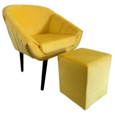 Imagem de Kit Poltrona Giovana Puff Quadrado e Almofadas em Sued Premium - Sua C