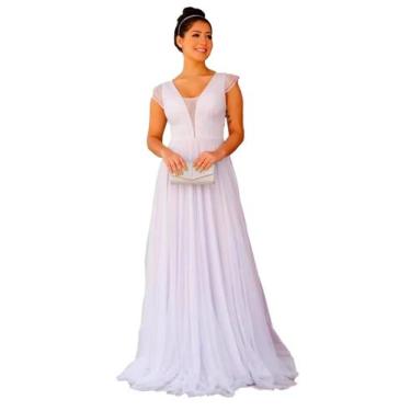 Imagem de Vestido De Festa Brilhante Casamento Madrinhas Mãe Noiva - Glamoor Fes