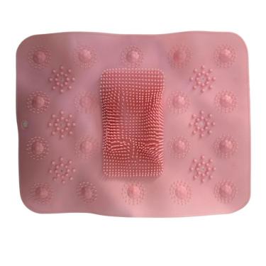 Imagem de Tapete Silicone Redondo Antiderrapante Massageador Limpeza Pés Banho De Box Cor:rosa Quadrado