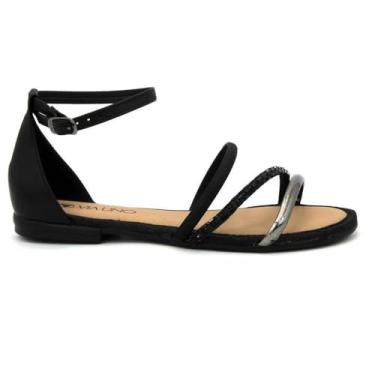 Imagem de Sandalia Via Uno Rasteirinha Ref 859021slavv Prata/tira Grafite/preto 037