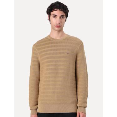 Imagem de Suéter Tommy Jeans Masculino C-Neck Stripe Structured Cáqui-Masculino