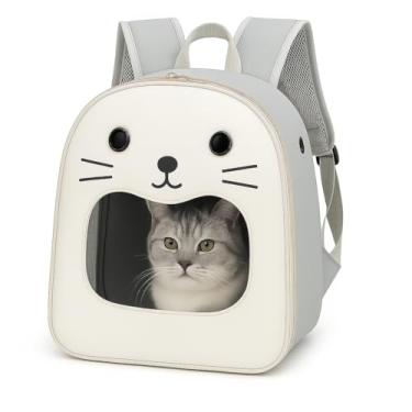 Imagem de Mochila Transporte Pet Gato Cachorro Animais Pequeno Medio Porte Bolso Ar Ventilado Bolsa Vista Panoramica Viagem(Branco)