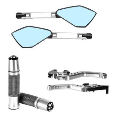 Imagem de Kit Manete Manopla Retrovisor Cb 300 Cbx Twister Strada 200 (Prata)