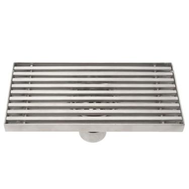 Imagem de Yosoo Dreno de Chuveiro Linear de Aço Inoxidável Retangular 304, 10x20cm de Design de Deslocamento de 50 Mm Com Grade (Dreno do meio)